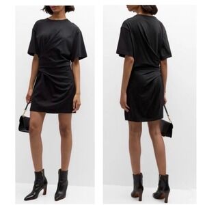 Frame Organic Cotton Draped Mini Dress Noir Black LWKD0472 Womens Medium